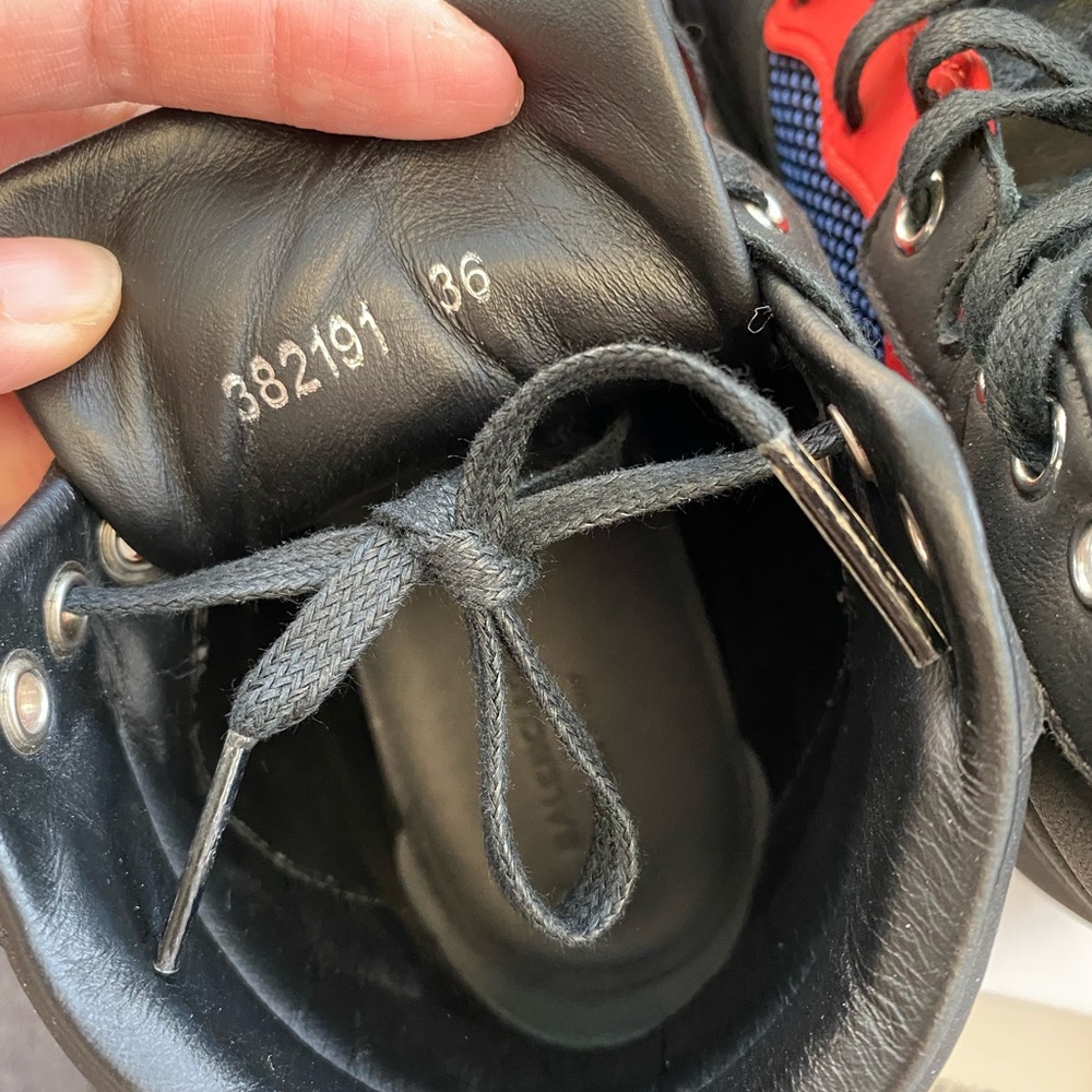 Authentic BALENCIAGA Women Sneakers mid top leather black mesh blue Size 5.5(36) - Picture 6 of 14